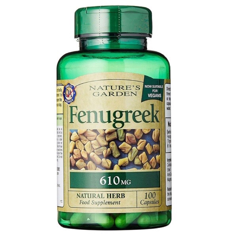 Viên uống lơi sữa Fenugreek Nature's Garden từ Cỏ Cà Ri 610mg lọ 100 viên