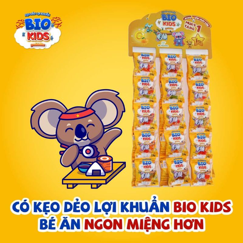 Combo 10 Gói Kẹo Dẻo Lợi Khuẩn BIO KIDS 24G Bố Sung Vitamin C, Giúp Trẻ Ăn Ngon, Tăng Cường Miễn Dịch