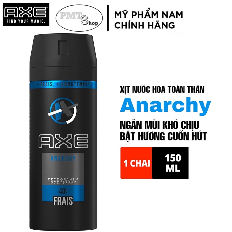 Xịt nước hoa toàn thân AXE Body Spray Anarchy 150ml khử mùi toàn thân nam