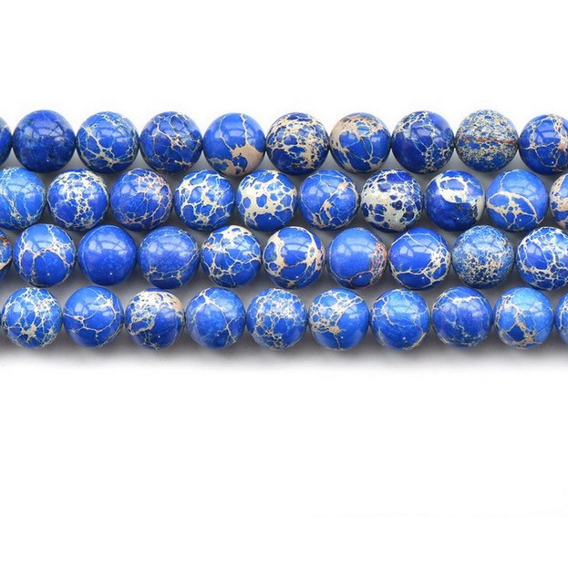 Chuỗi Hạt Đá Tròn Xanh Dương Tự Nhiên 4/6/8/10/12 mm Dùng Làm Trang Sức Thủ Công