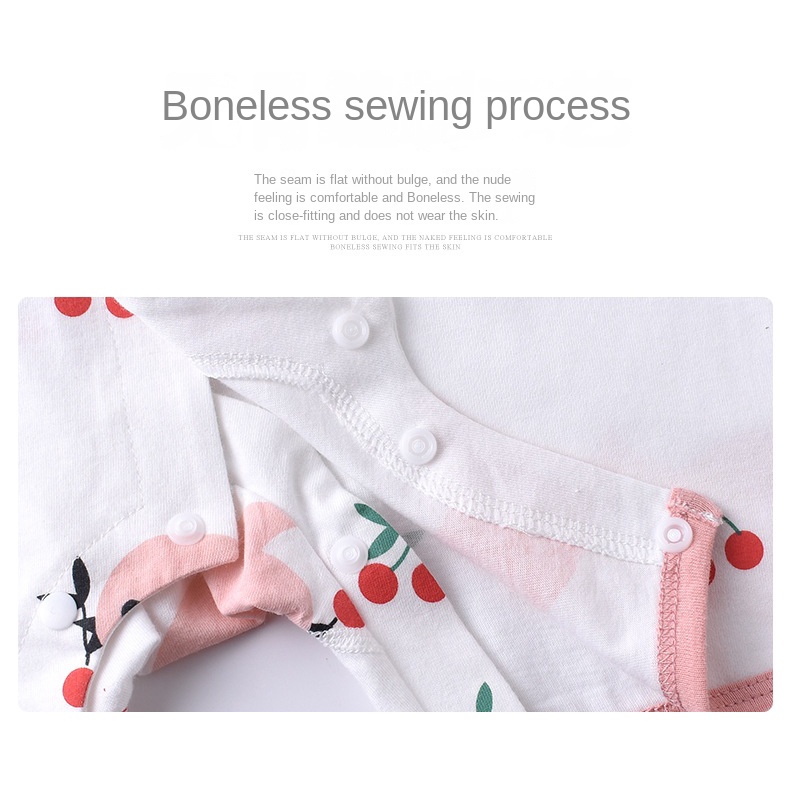 Bộ Áo Liền Quần Cotton Cổ Búp Bê Hoạt Hình Dễ Thương Cho Bé Trai Gái 0-24 Tháng Tuổi