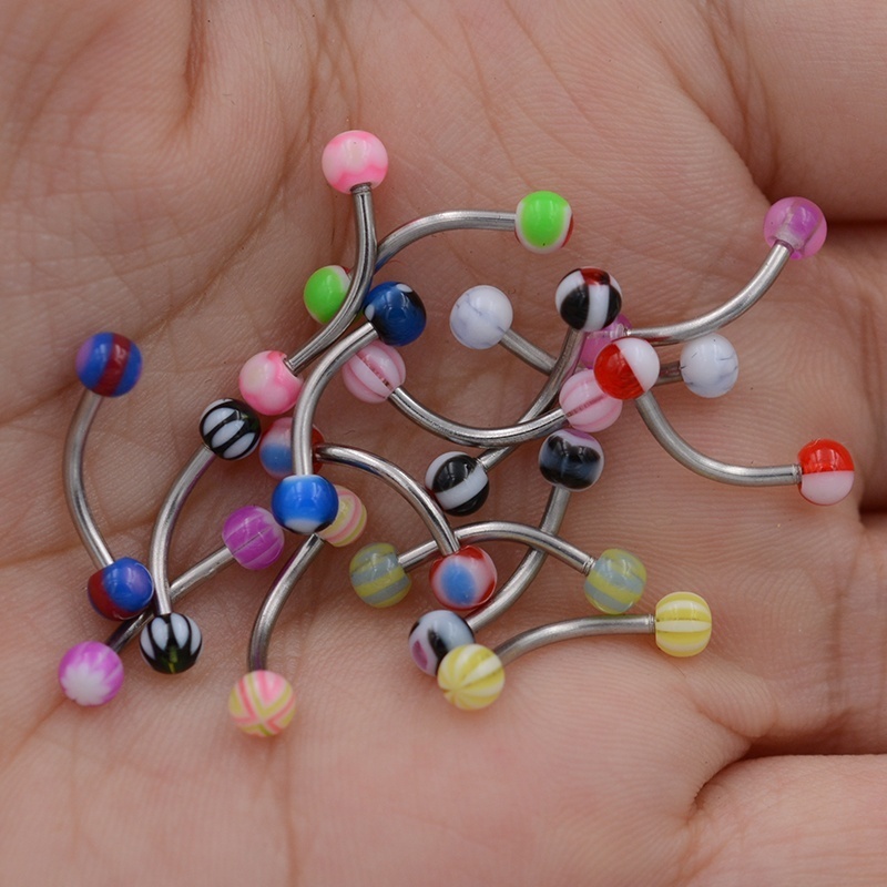 Set 30 khuyên xỏ lông mày nhiều màu sắc