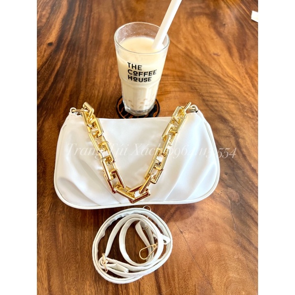 Túi Kẹp Nách, Túi Xách Nữ Đeo Chéo Rúm Da Lì Xích Vàng Vuông Size 20cm Phong Cách Trẻ Trung TTX57