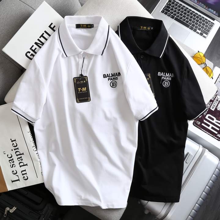 Áo phông Nam Nữ 🌵ĐỦ SIZE M - XL🌵Áo Polo Balmain Paris logo thêu