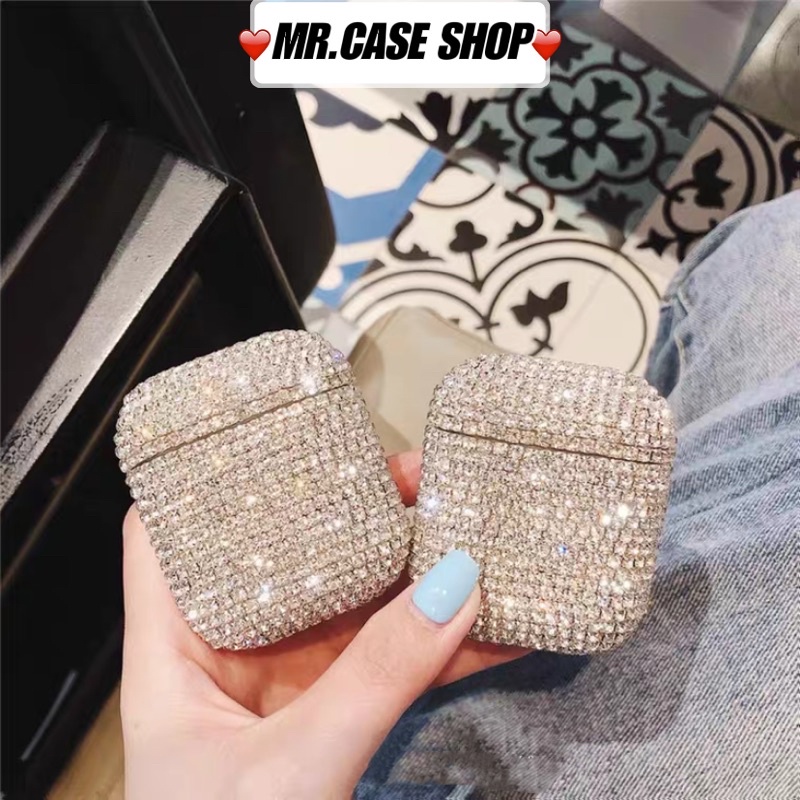 Case Airpods 1/2 Pro Vỏ Ốp Đựng Tai Nghe Đính Full Đá Nhân Tạo Kim Cương Lấp Lánh Bằng Pc Cứng - Mr.Case Airpods