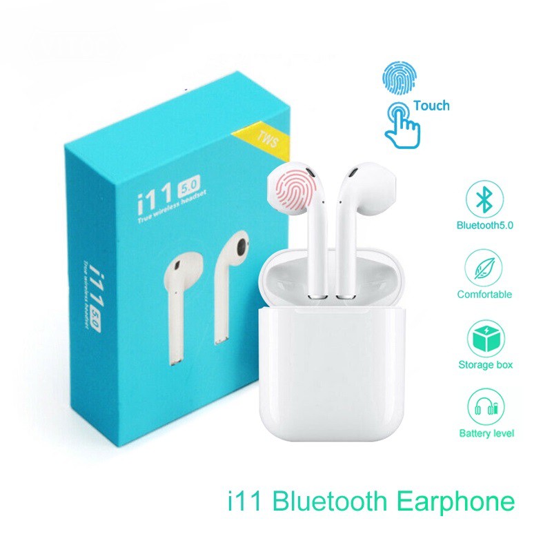 Tai nghe Bluetooth không dây i11 cho điện thoại Iphone, Sony, Samsung, Apple- Nâng cấp hơn i7; i9 TWS