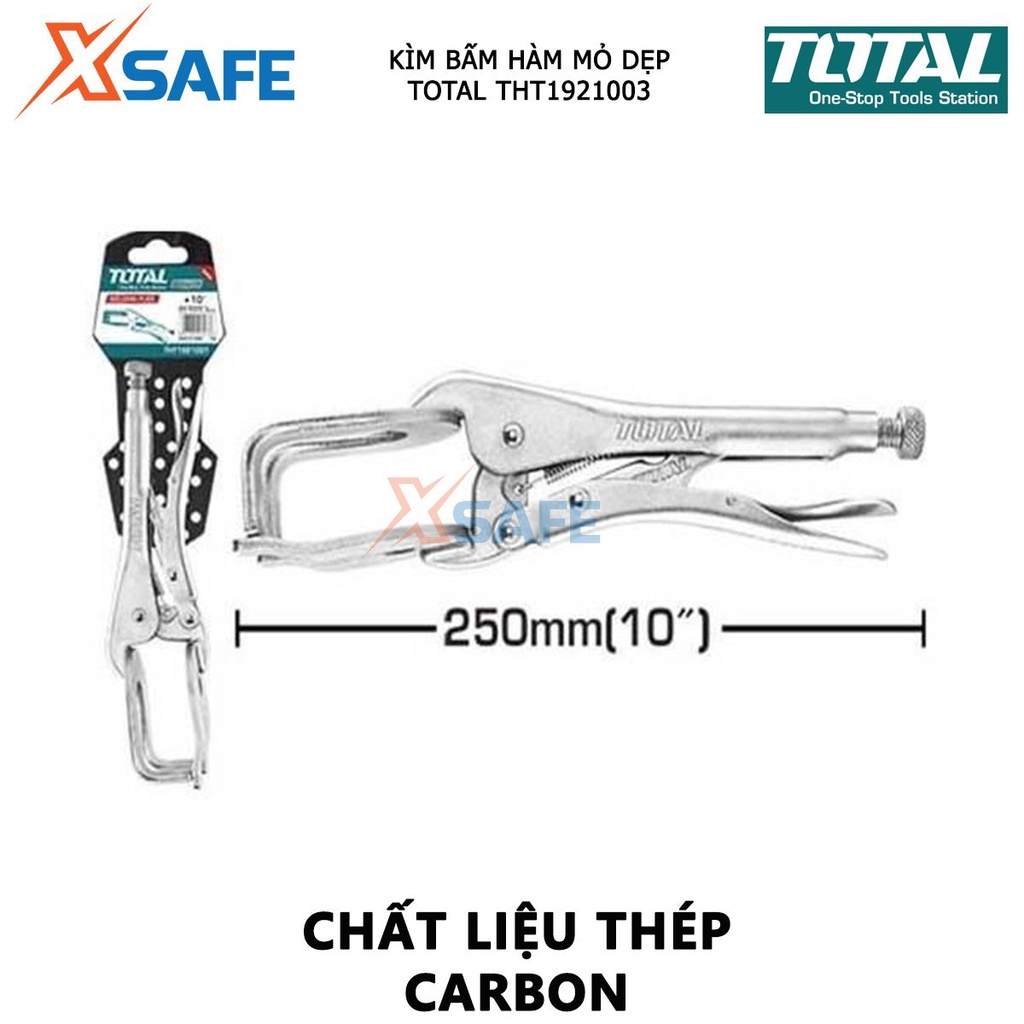 Kìm bấm hàm mỏ dẹp TOTAL THT1921003 Kìm bấm kích thước 10 inch/250mm, mạ lớp niken, đóng gói bằng móc nhựa - [XSAFE]