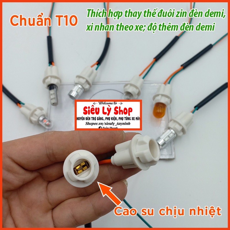 Đuôi giắc cắm đèn demi, xi nhan Ô tô - Xe máy chuẩn T10