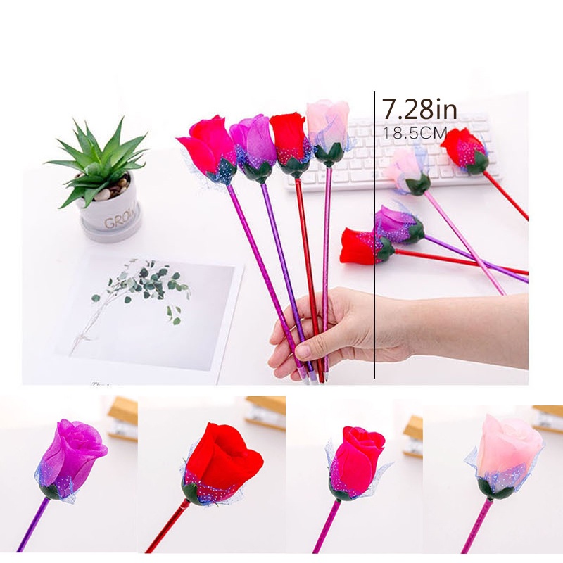 1 Bút Bi Hình Hoa Hồng Nhân Tạo Dễ Thương