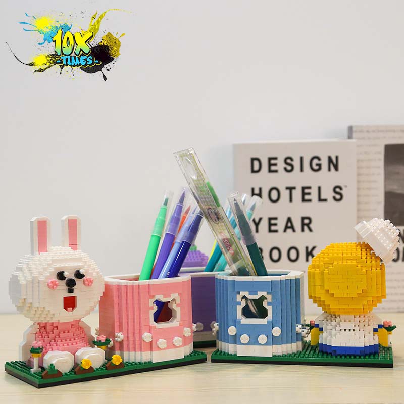 lắp ráp 3d ống đựng bút thỏ tím stella lou, thỏ hồng cony, vịt vàng 1000 mảnh quà tặng sinh nhật bạn trai bạn gái trẻ em