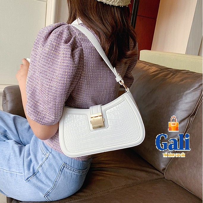 Túi kẹp nách nữ khóa vuông da vân thời trang cao cấp, hàng loại 1 GL68