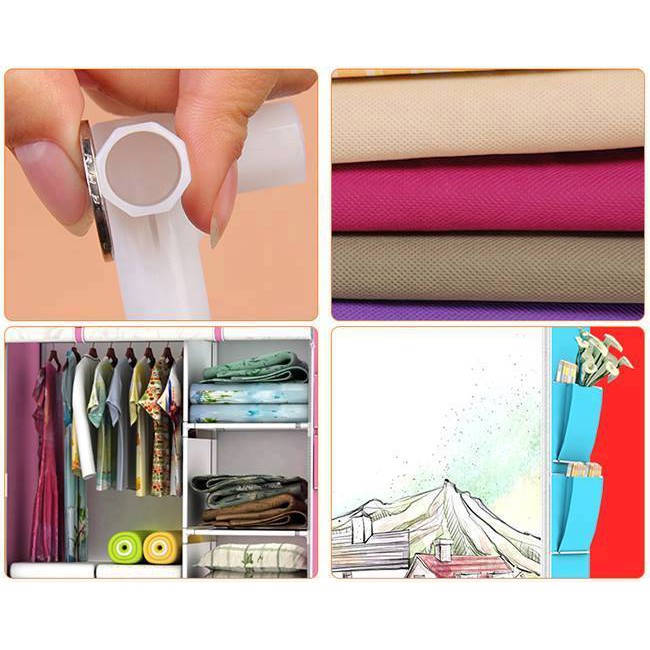 [Mã LIFEXANH03 giảm 10% đơn 500K] [FREE SHIP] Tủ Vải 3 Buồng 8 ngăn màu trơn