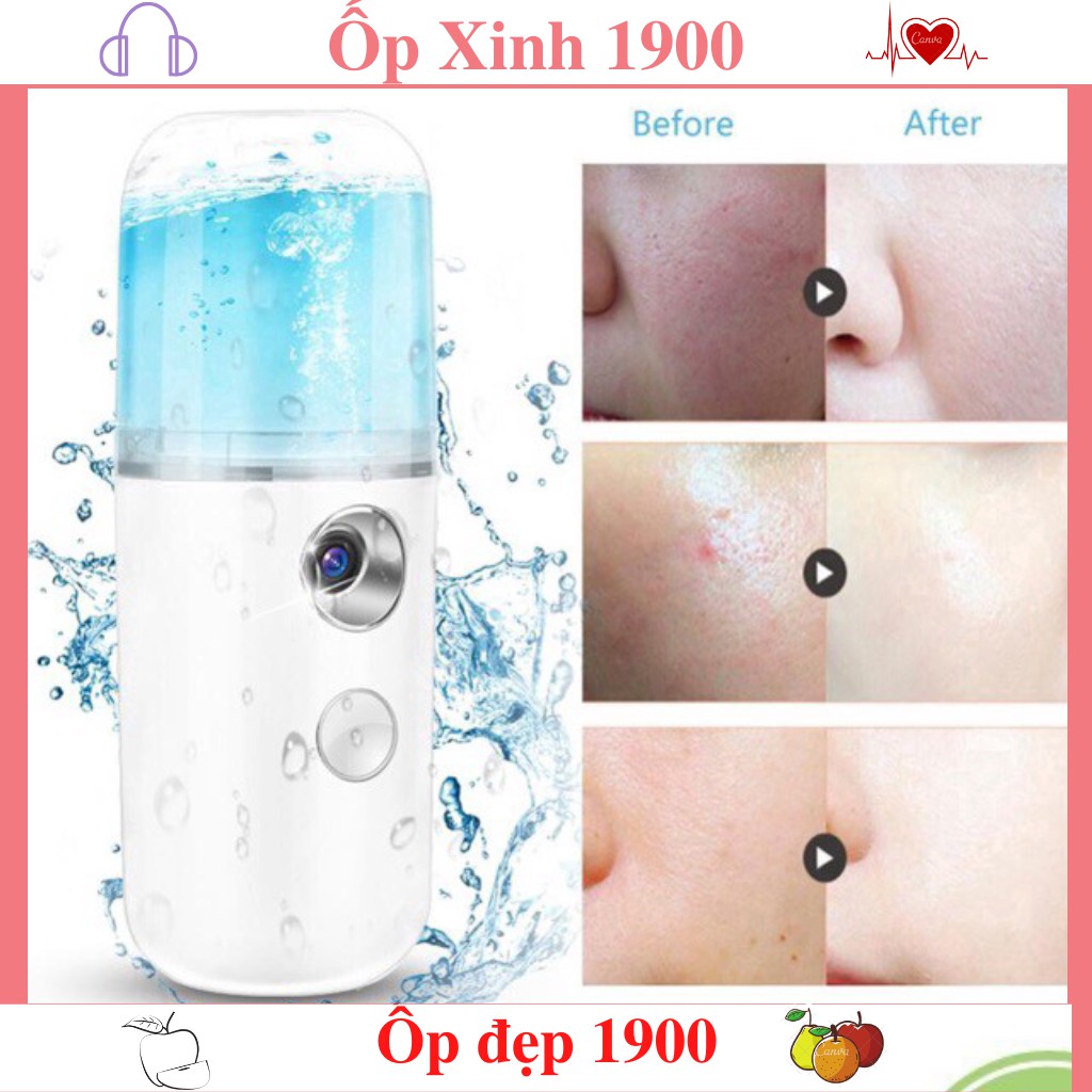 Máy Phun Sương Cầm Tay Xịt Khoáng NANO MINI - Bản Full Phụ Kiện Cáp Sạc -Cấp Ẩm Dưỡng Da Bổ Sung Khoáng