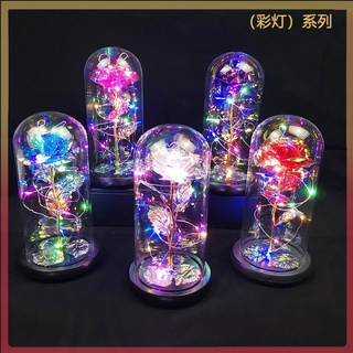 Hoa hồng bảo quản trong lồng kính có đèn led hoa hồng hologram lồng kính đèn led hoa hồng dành cho trang trí