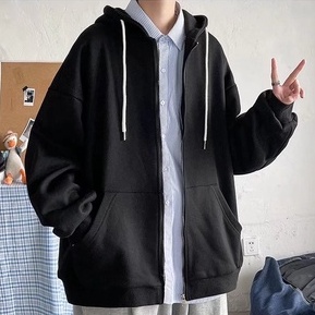 Áo Khoác Khóa Kéo Dáng Rộng Màu Sắc Đơn Giản Thời Trang Mùa Thu Phong Cách Hàn Quốc Cho Nam