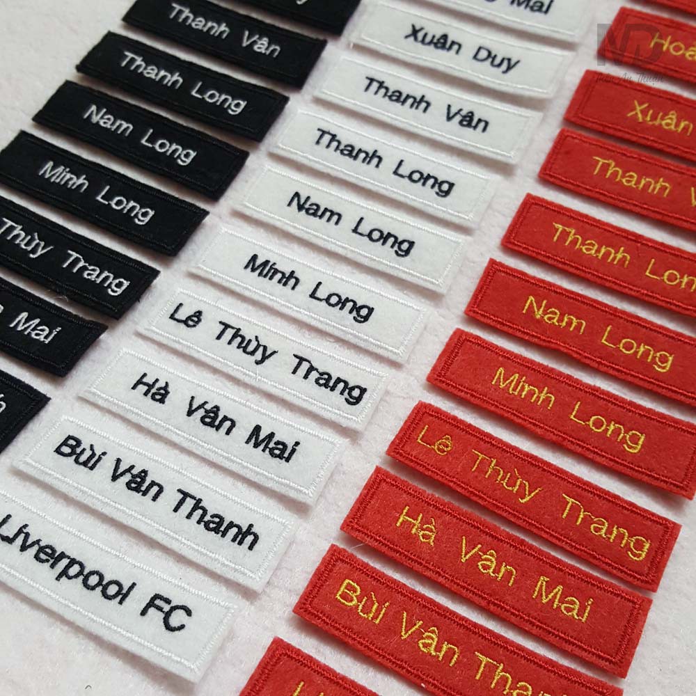 Combo 5 Bảng thêu tên - sticker thêu cho bé dùng để may vào áo, quần, cặp, balo ... 1 lớp vải