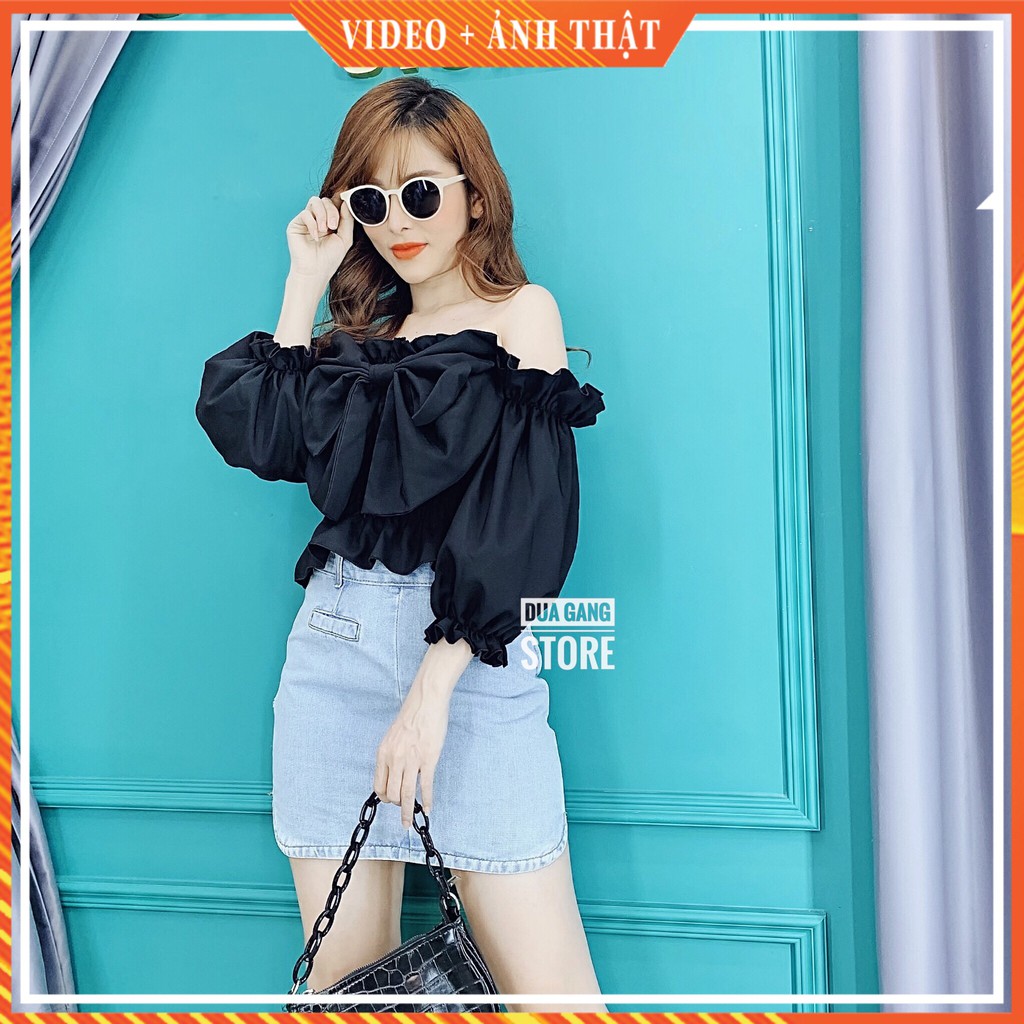 Áo croptop đính nơ xinh freesize nhiều màu Dưa Gang Store AN01 chính hãng | BigBuy360 - bigbuy360.vn
