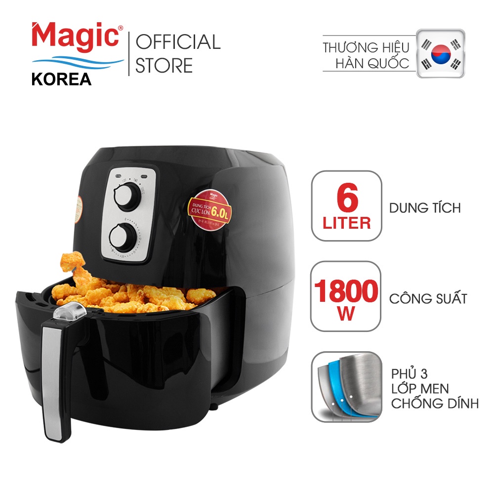 [Mã ELHADEV giảm 4% đơn 300K] Nồi chiên chân không đa năng Magic Korea A83 Đen 6L