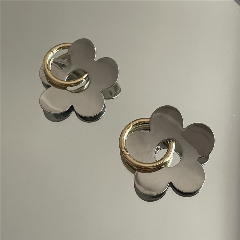 Bông Tai Kim Loại Hình Hoa Phong Cách Hàn Quốc Cổ Điển Thời Trang 19A1262