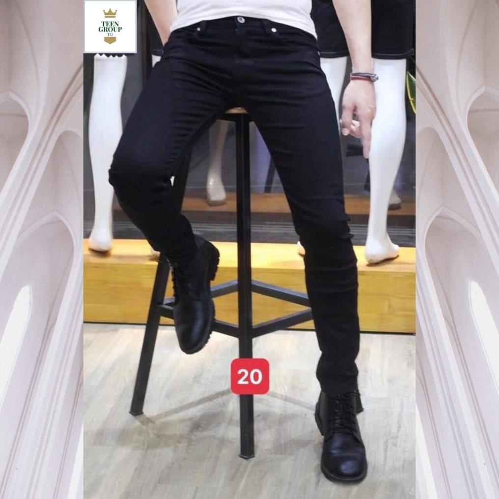 Quần jean nam màu đen trơn không rách chất liệu bò cao cấp co dãn 4 chiều đẹp from dáng rin skinny A20 shop TENJI6 🥇
