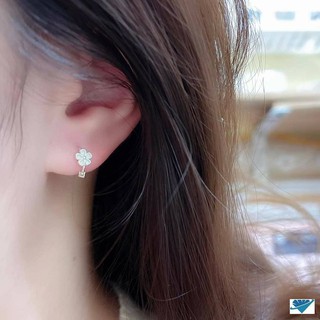 Khuyên tai hoa đá tròn bấm, khuyên bạc nữ hoa nhí