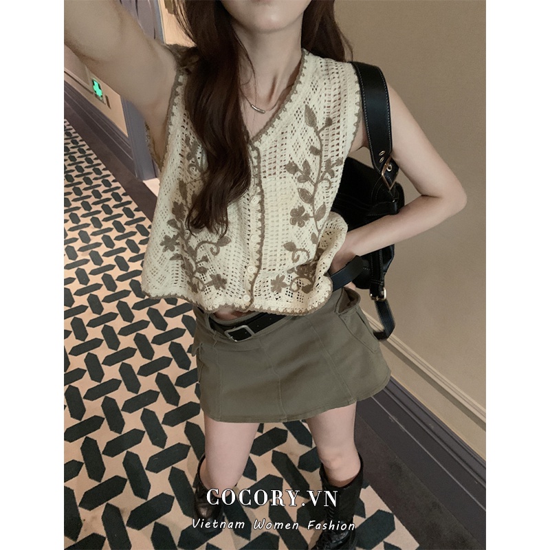 Cocory vn Chân Váy Ngắn Lưng Cao Phong Cách Đường Phố Thời Trang Mùa Hè Cho Nữ