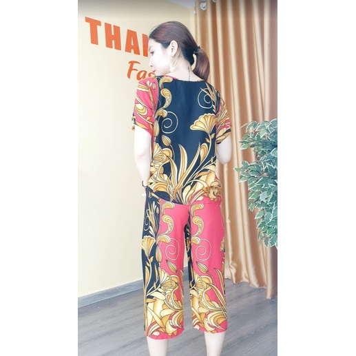 Bộ đồ mặc nhà nữ - Thời trang DENI chất Tole thái mềm mại không nhăn co rút họa tiết đẹp mã 1432