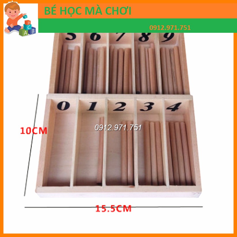 Hộp được đánh số với 45 que tính Montessori (Spindle Box With 45 Spindles)