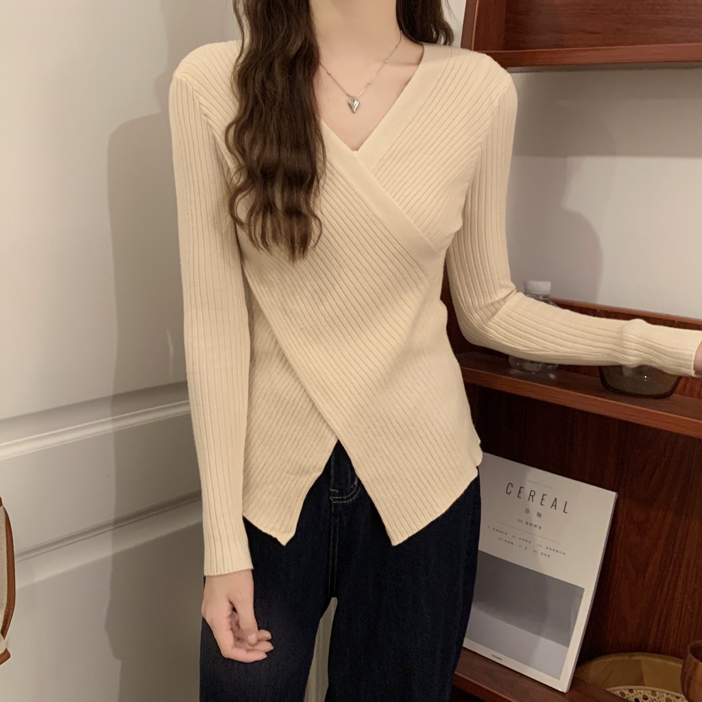 S245 áo len bigsize free size thời trang phong cách ngoại cỡ mẫu mới cách điệu vạt chéo