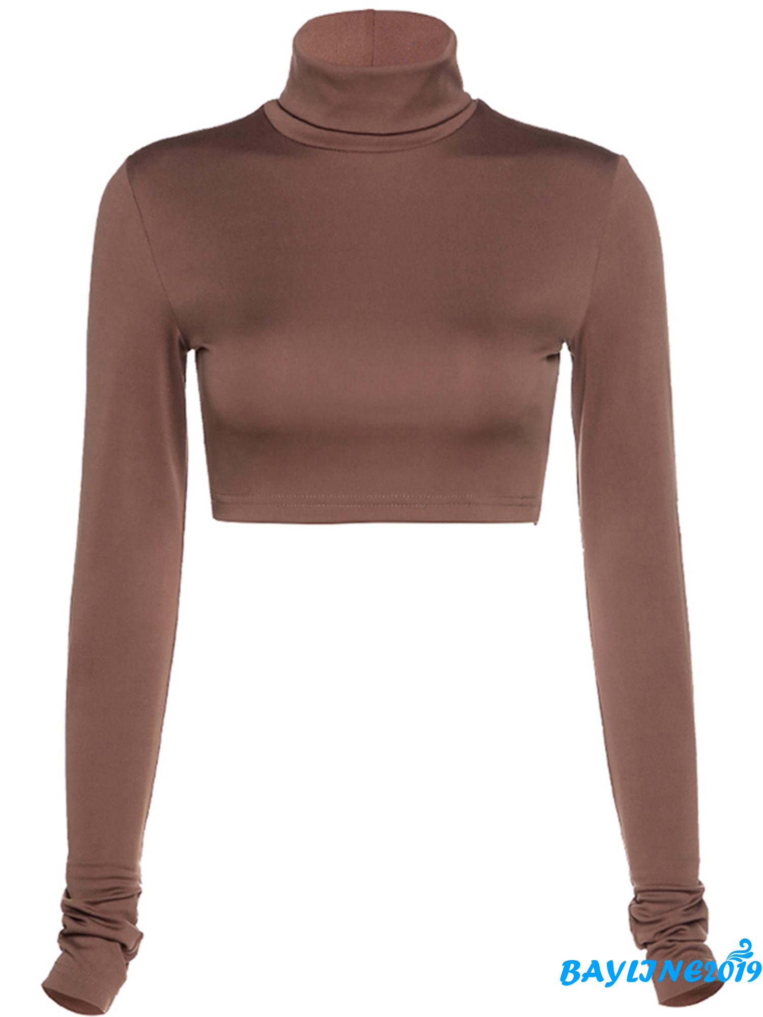 Áo croptop tay dài màu trơn thời trang trẻ trung năng động cho nữ | BigBuy360 - bigbuy360.vn