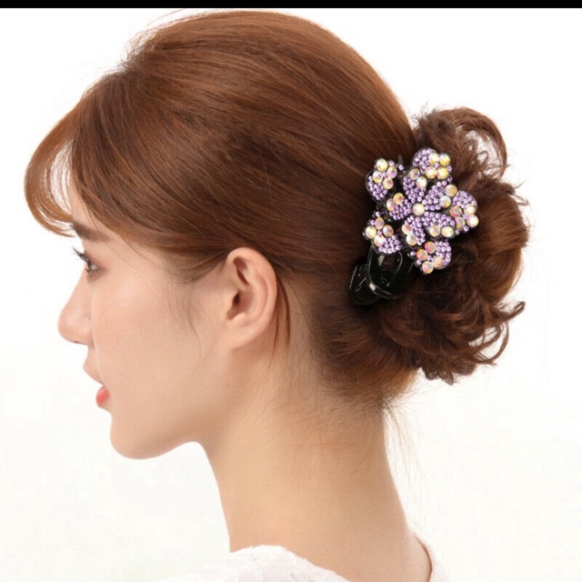 Kẹp mỏ vịt ba răng đính đá thời trang cho nữ