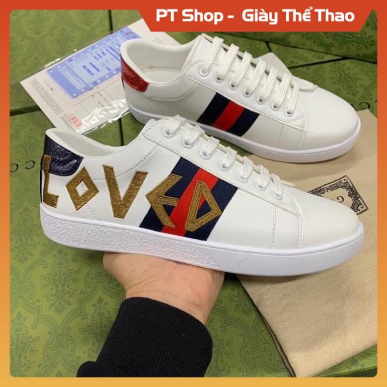 Giày Thể thao nam GC LOVE full box, Giầy Gucci gót tím đỏ full bill box