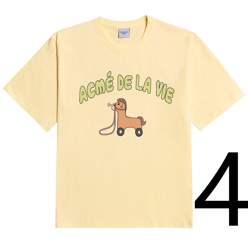 ADLV Áo Thun Cotton Tay Ngắn Dáng Rộng In Hình Cổ Điển 6 Màu Thời Trang Cho Nam Nữ