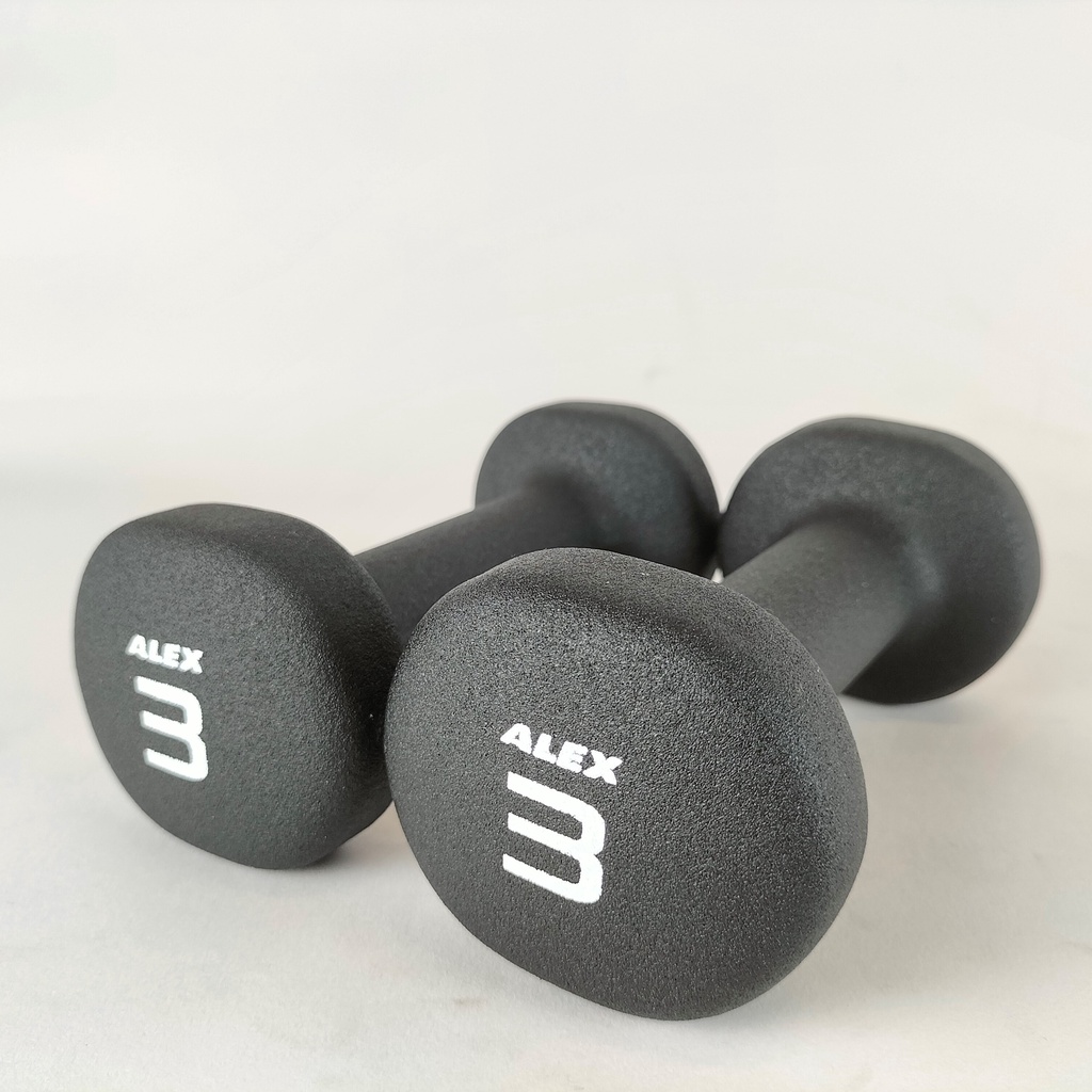 COMBO 2 Bộ Tạ Tay Lục Giác ALEX 9Kg Và Elip ALEX 3LB, Lõi Gang Đặc Bọc Cao Su Cao Cấp Đài Loan Chính Hãng