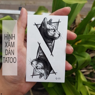 Hình xăm mèo style chất q15. Xăm dán tatoo mini tạm thời, size <10x6cm