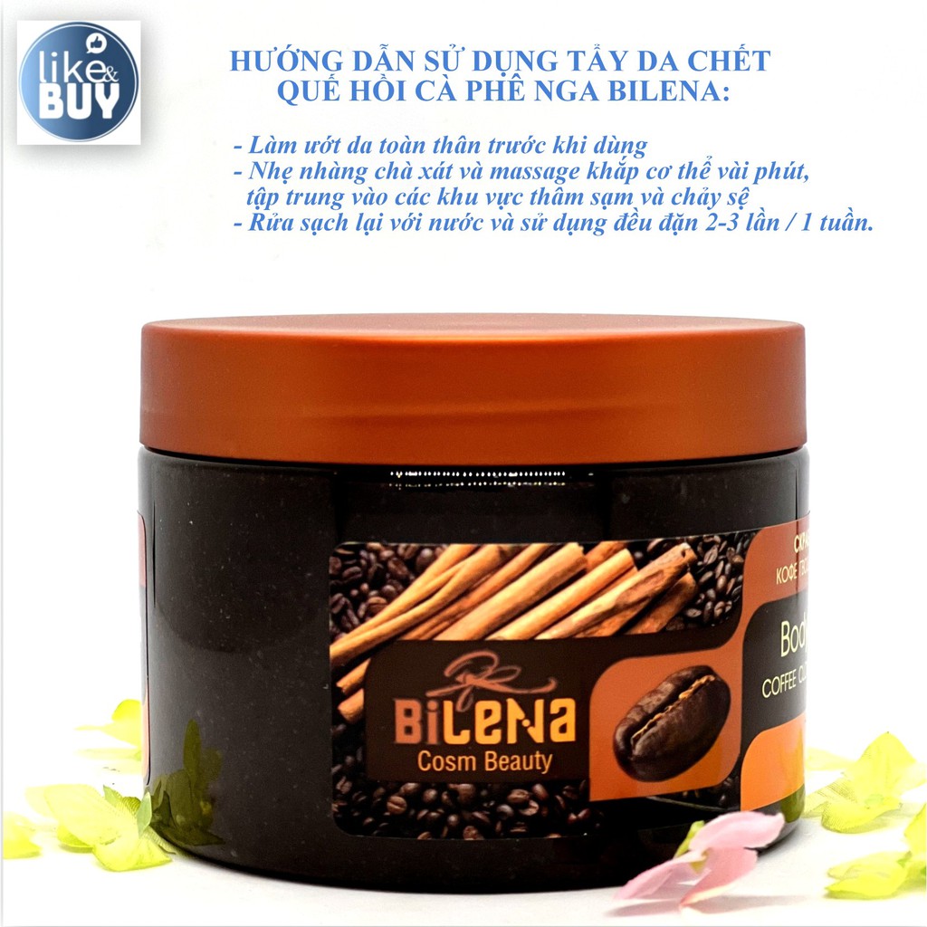 Tẩy da chết tế bào chết body quế hồi cà phê Nga hãng Bilena mẫu mới 380g - hàng ngoại Like&amp;Buy