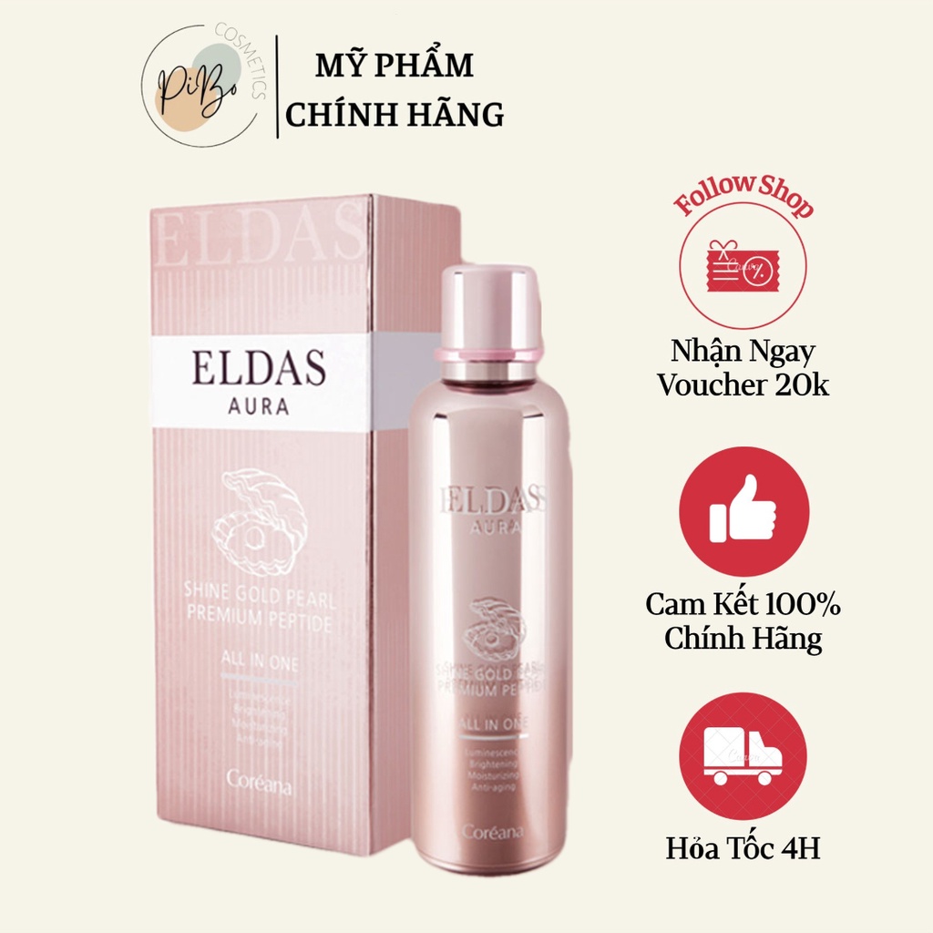 Tinh Chất Tế Bào Gốc Eldas Aura Shine Gold Pearl Premium Peptide All In One Coréana 100ml