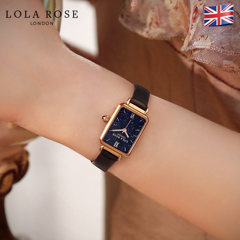 Đồng hồ nữ mặt vuông đồng hồ Lolarose thiết kế từ Anh đá bảo thạch galaxy cao cấp dây da mềm mại bảo hành 2 năm LR2150 | BigBuy360 - bigbuy360.vn