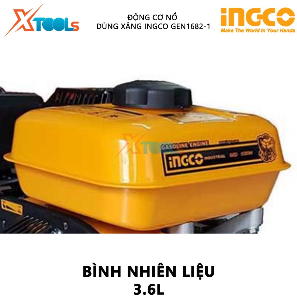 Động cơ nổ dùng xăng INGCO GEN1682-1 | máy nổ động cơ 4 thì OHV, đường kính trục 20mm, dung tích xi lanh 196ml phát điện