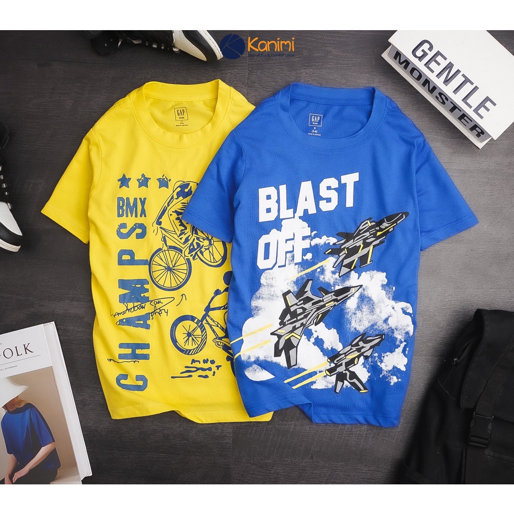 Áo thun cộc tay bé trai Gap kids chất cotton mềm thoáng mát size đại 20-65kg