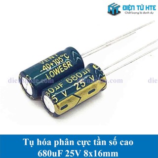Tụ hóa tần số cao 680uf 25v 8x16mm