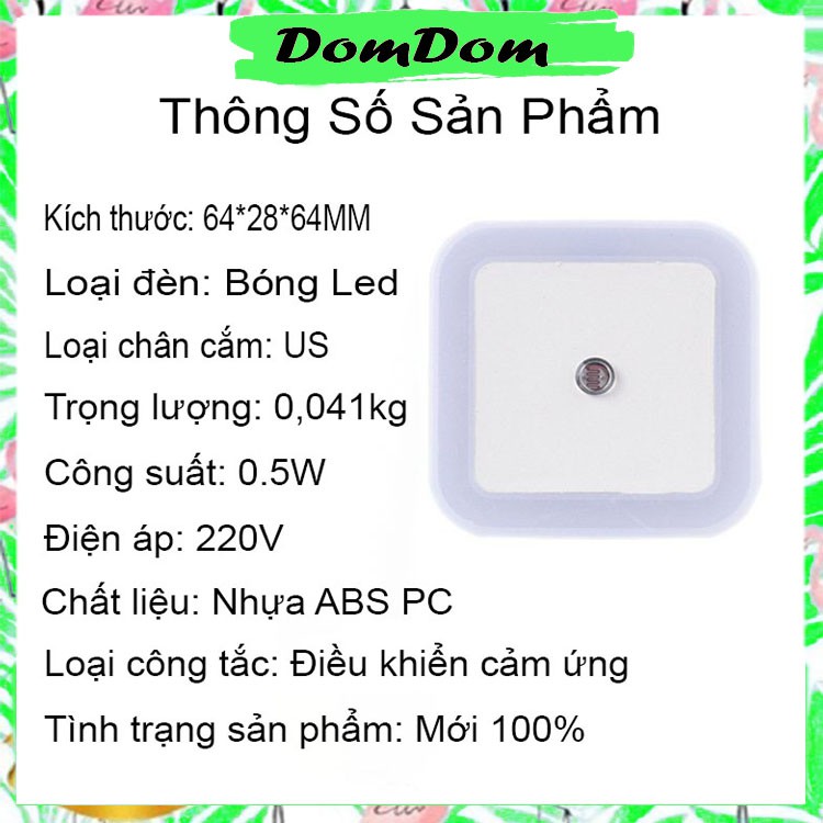 Đèn Led nhiều màu tự động tắt mở tiết kiệm điện, Đèn ngủ cảm ứng ánh sáng tự động bật khi trời tối - Domdom Store