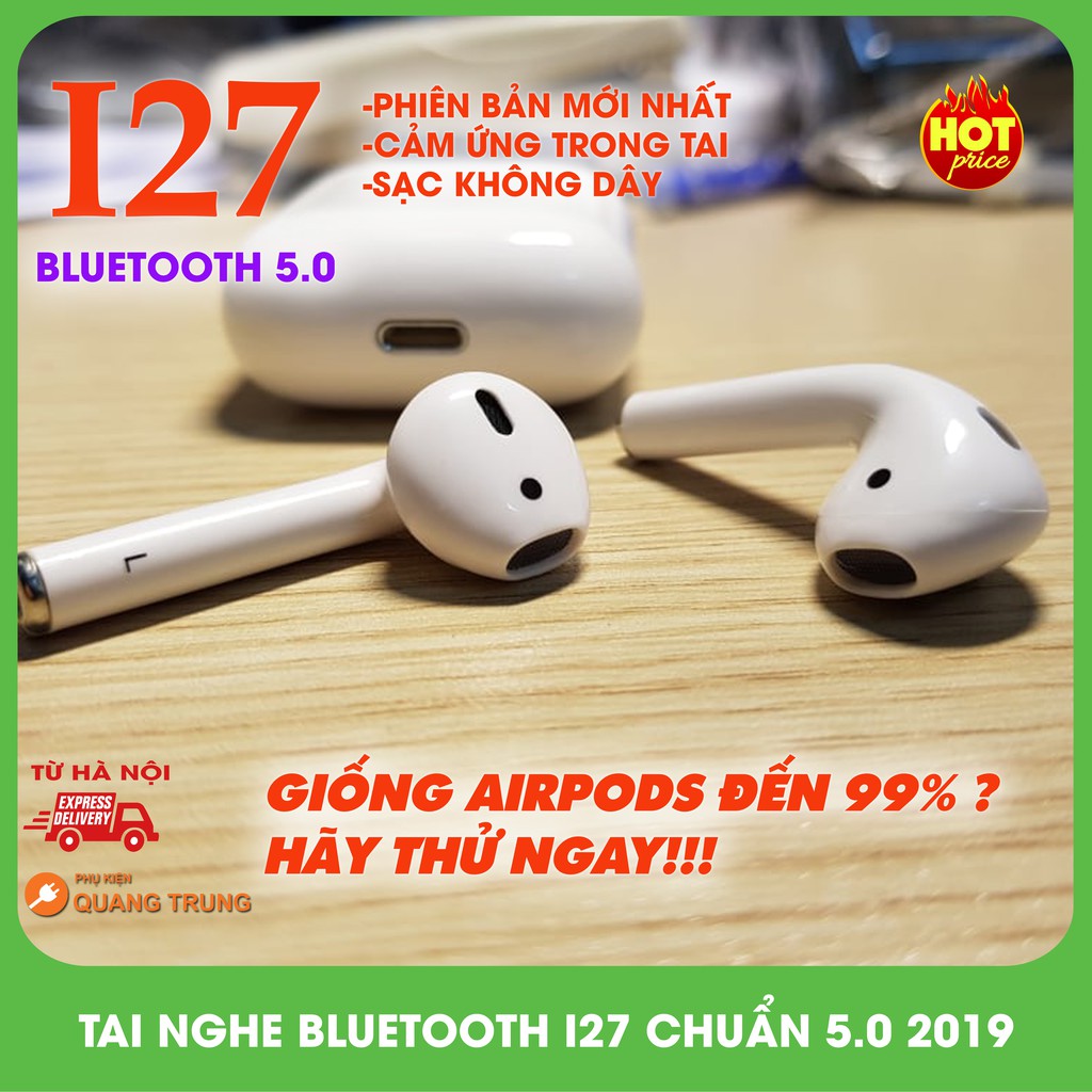 Tai nghe i27,Tai nghe bluetooth airpods i27 chuẩn bluetooth 5.0,sạc không dây,cảm ứng trong tai,tai nghe bluetooth i27