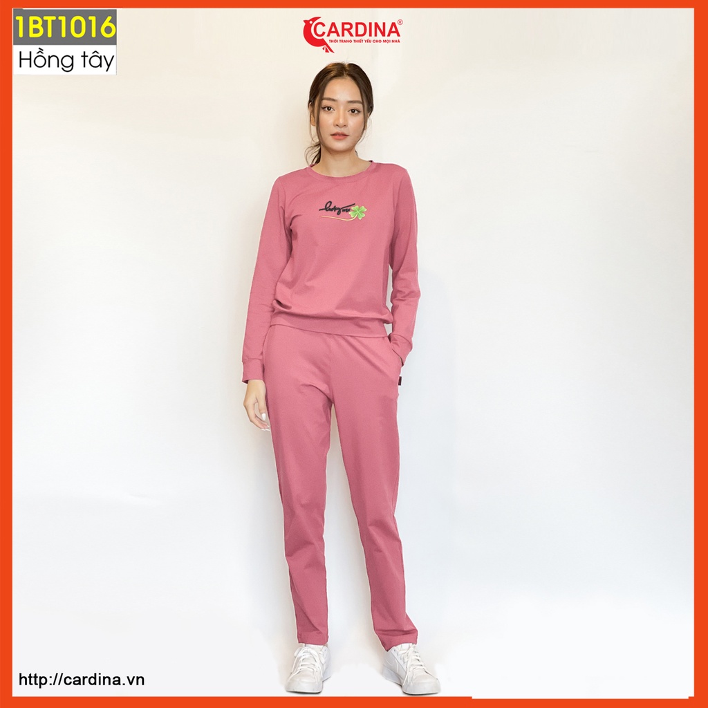 Bộ Thu Đông Nữ CARDINA Chất Cotton Cao Cấp Dáng Thể Thao Họa Tiết In Chữ 1BT10.