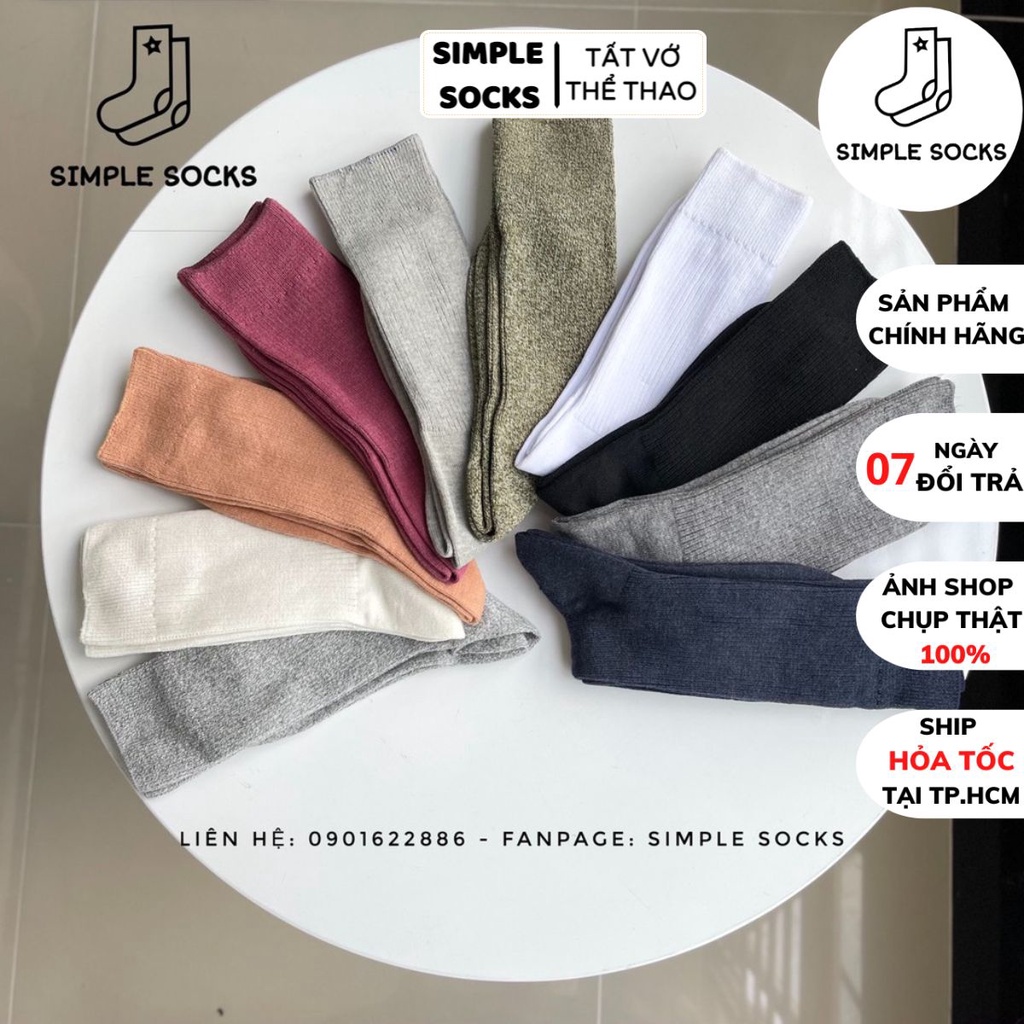 Tất Nam Cổ Cao Công Sở 💖FREESHIP💖 Vớ Basic Cổ Cao Sọc Gân Trơn Xuất Nhật Dày Dặn Chống Hôi Chân - Simple Sock