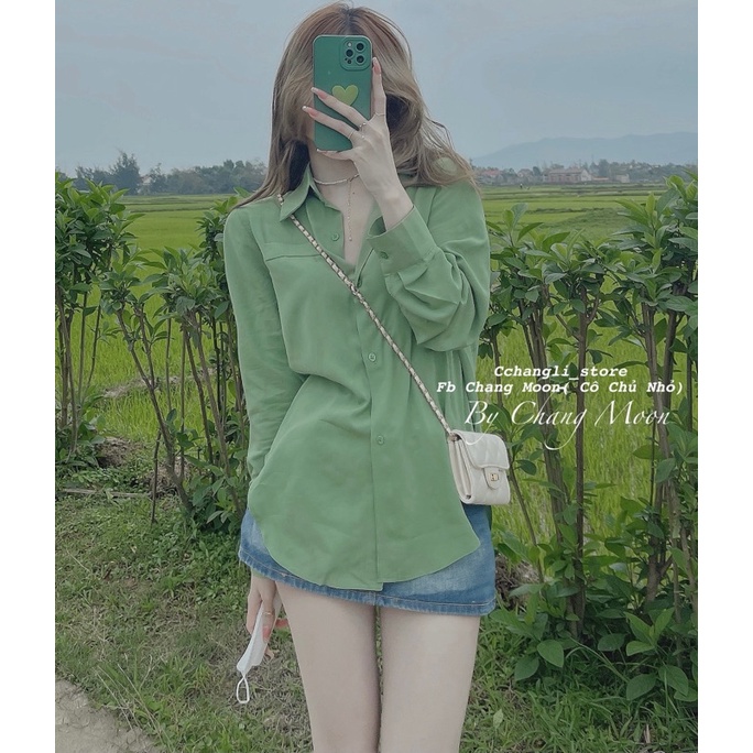Sơ mi xanh ( ảnh thật shop chụp)