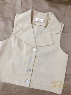 Áo sát nách croptop linen cổ danton