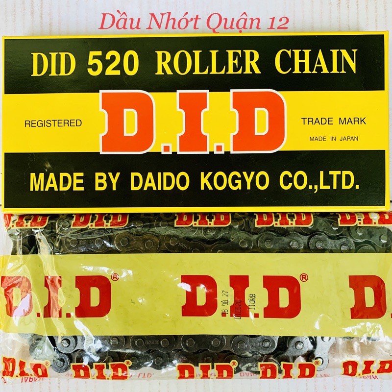 Sên DID 520 ROLLER CHAIN - 110L Sên Đen Không Phốt Cao Su Made in Japan Bao Chính Hãng 100%