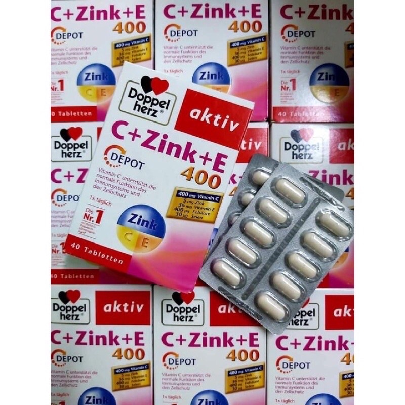 Viên Uống Bố Sung Vitamin Doppelherz C + Zink + E 400 Depot, 40 Viên