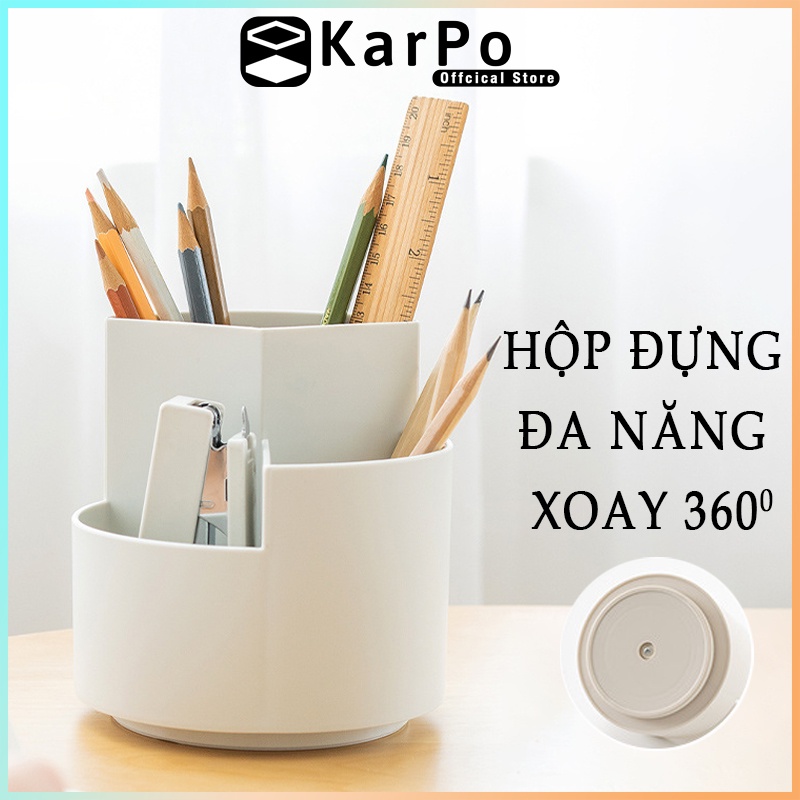Cốc đựng bút, dụng cụ học tập, đồ dùng cá nhân KarPo CB-102 xoay 360 độ tiện dụng